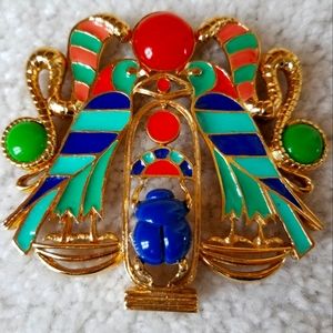 Hattie Carnegie Enamel Egyptian Revival Pin/Pendant